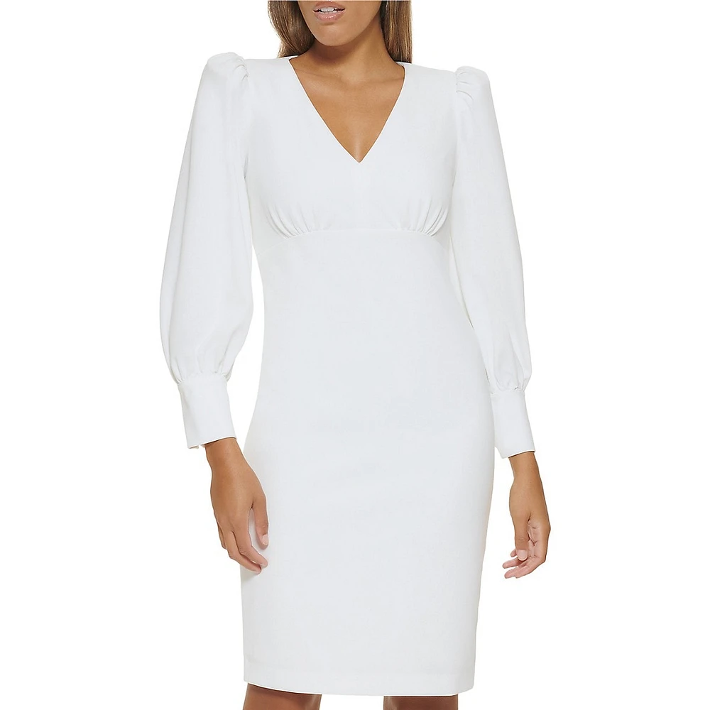 Puff-Sleeve Shift Dress