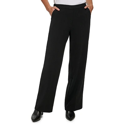 Wide-Leg Elastic-Back Trousers