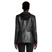 2-In-1 Faux Leather & French Terry Jacket