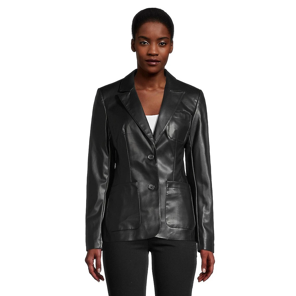 2-In-1 Faux Leather & French Terry Jacket