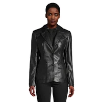 2-In-1 Faux Leather & French Terry Jacket