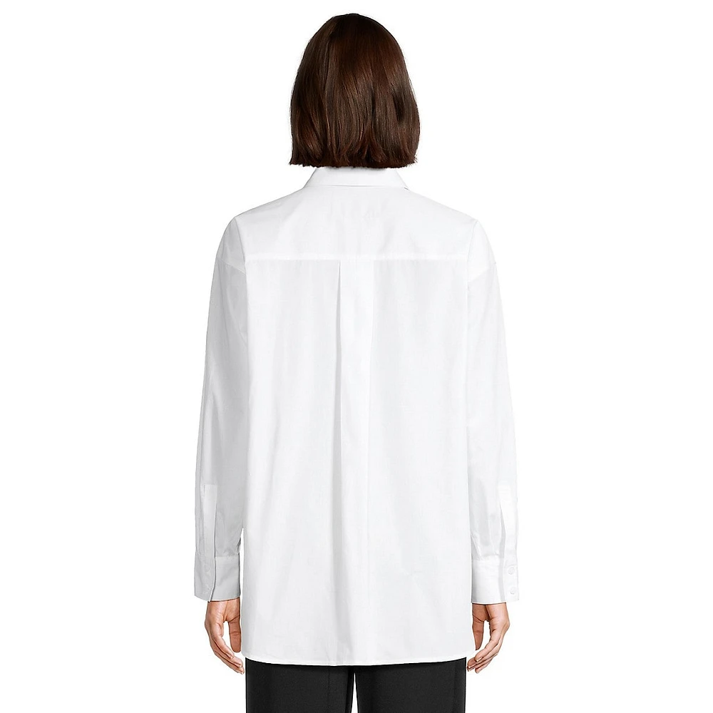 Embellished Hearts High-Low Poplin Shirt