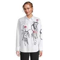 Fashion Girl-Sketch Poplin Shirt