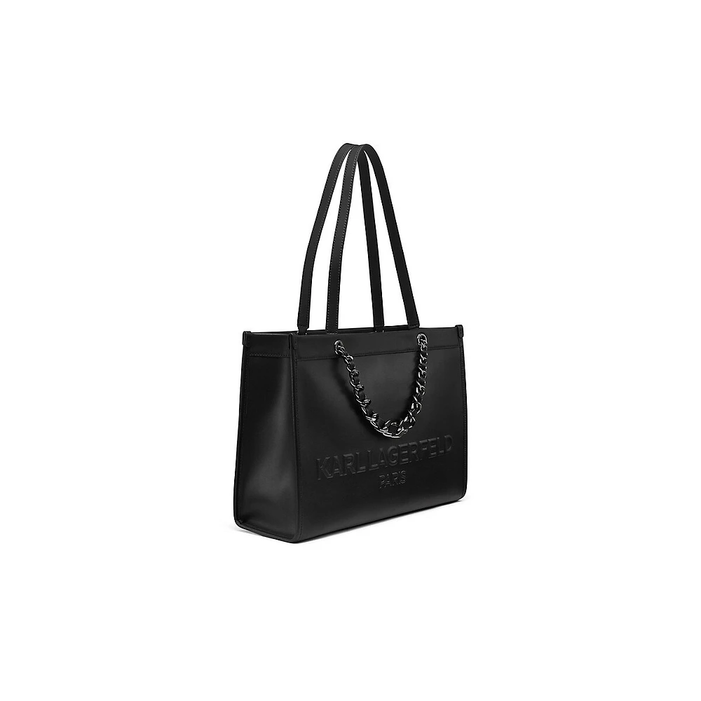 Chain-Detailed Leather Tote