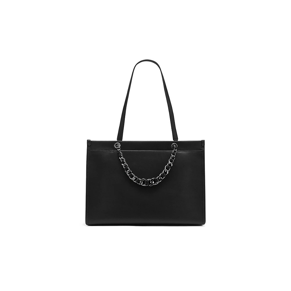 Chain-Detailed Leather Tote