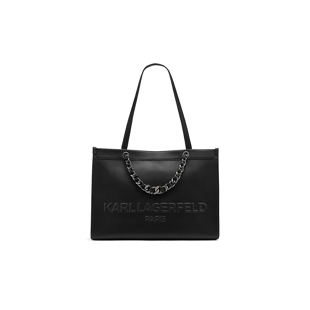 Chain-Detailed Leather Tote