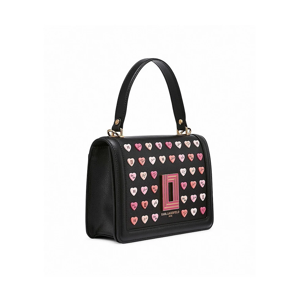 Simone Heart-Appliqué Leather Satchel