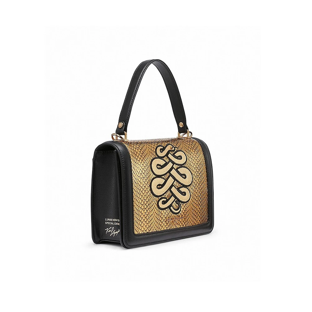 Simone Serpentine-Print Leather Satchel