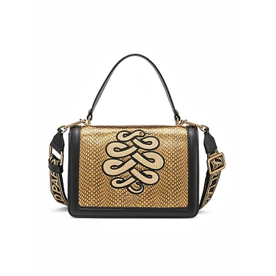 Simone Serpentine-Print Leather Satchel