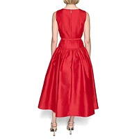 Taffetta Belted Evening Dress