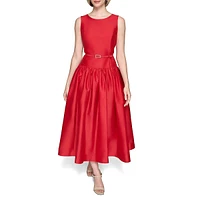 Taffetta Belted Evening Dress