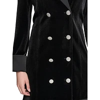 Rhinestone-Button & Velvet Blazer Dress