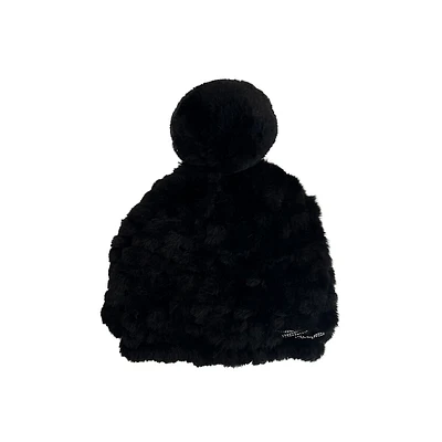 Faux Fur Weave Pom-Pom Toque