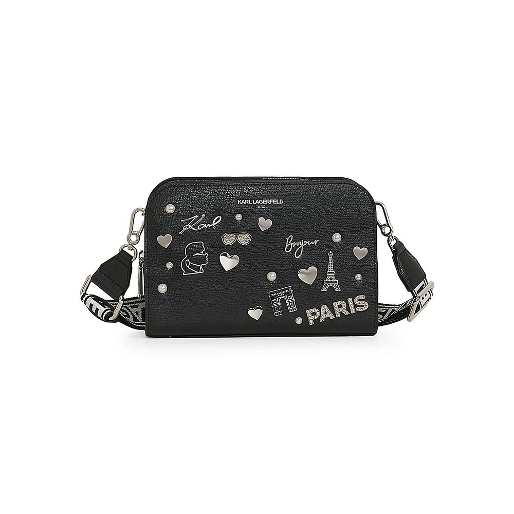 Maybelle Camera Embellished Crossbody Bag