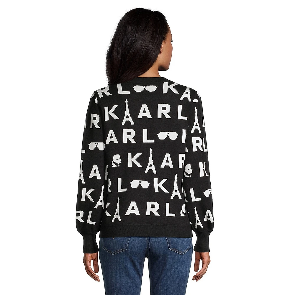 Rhinestone-Embellished Karl Icon Sweater