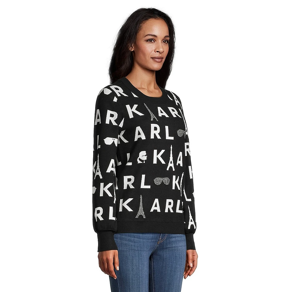 Rhinestone-Embellished Karl Icon Sweater