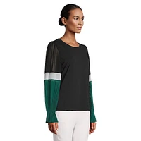 Colourblock Knit & Sheer Top