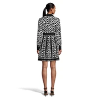 Herringbone-Print Shirt Dress