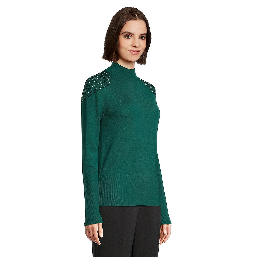 Stud-Embellished Merino Wool-Blend Sweater