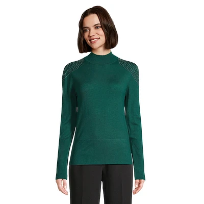 Stud-Embellished Merino Wool-Blend Sweater