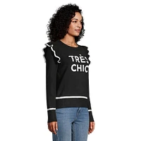 Très Chic Ruffle-Shoulder Sweater