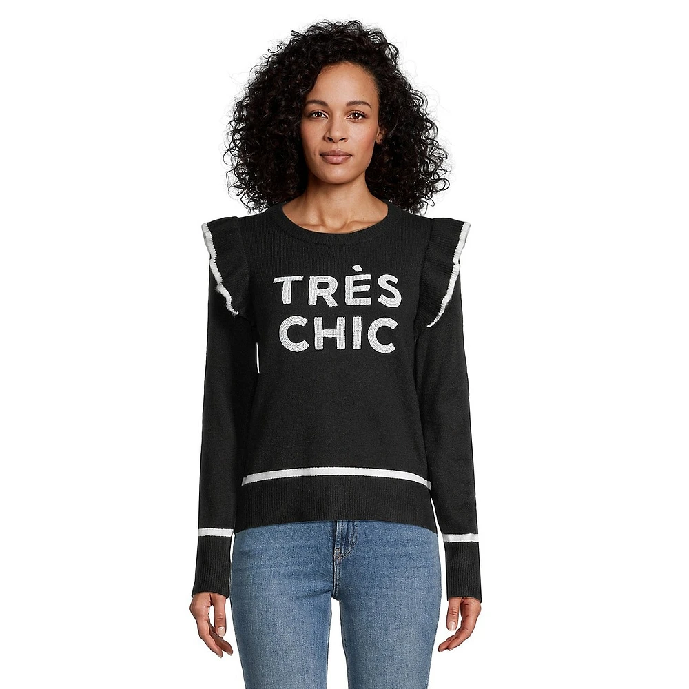 Très Chic Ruffle-Shoulder Sweater