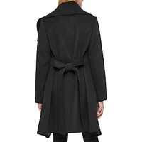 Asymmetrical Envelope-Collar Belted Wool-Blend Coat