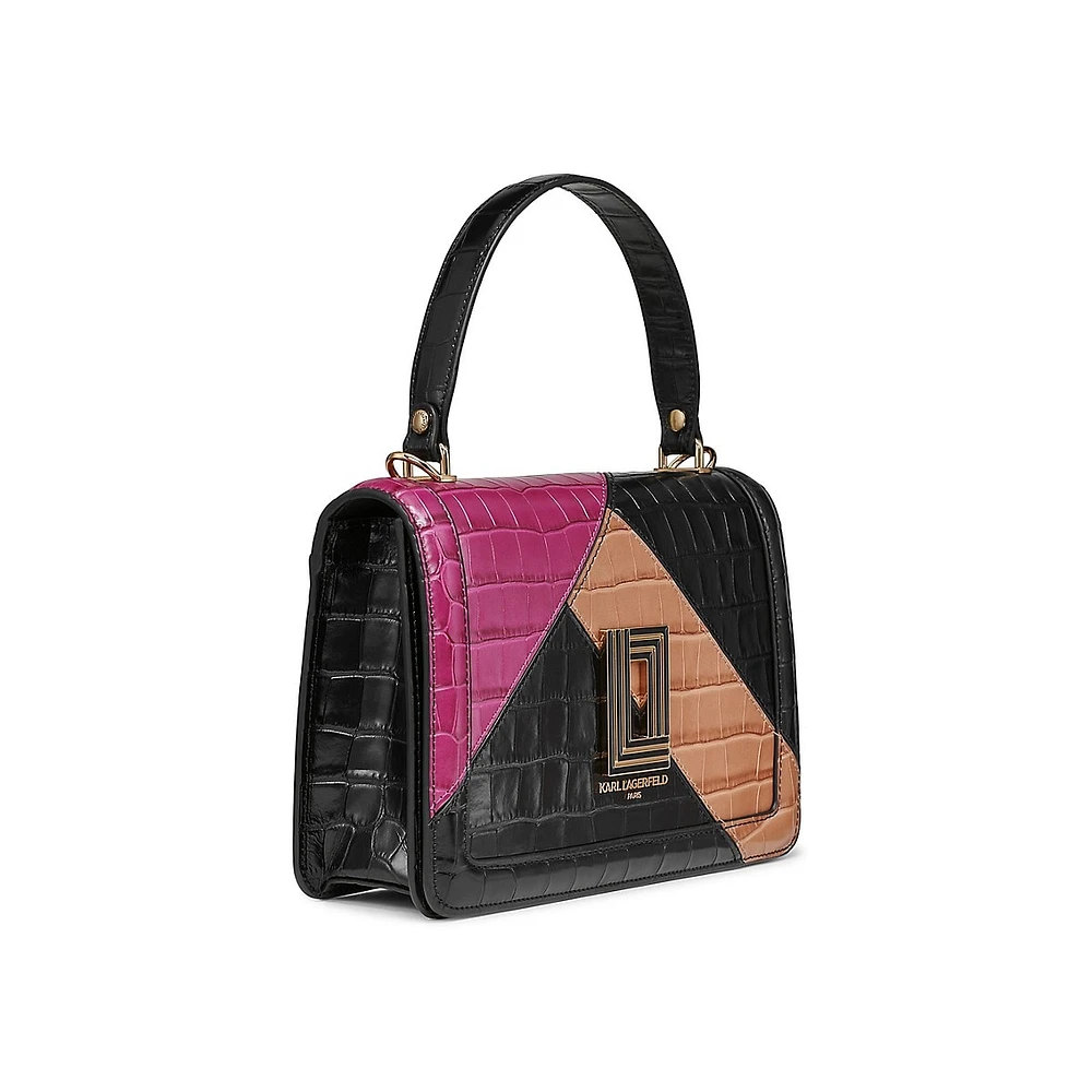 Simone Embossed Colourblock Leather Crossbody Bag