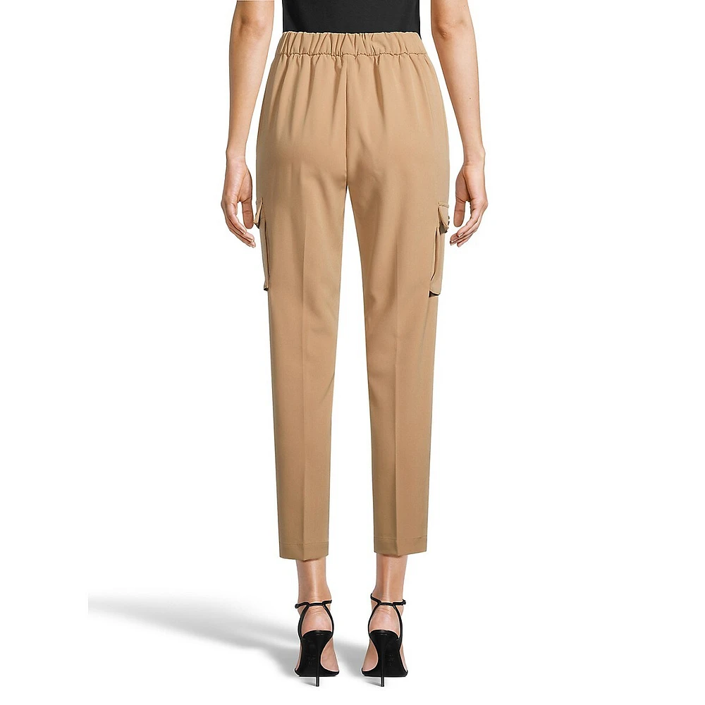 Cropped Chain-Embellished Cargo Dress Pants