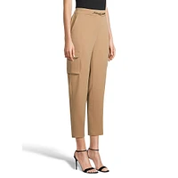 Cropped Chain-Embellished Cargo Dress Pants