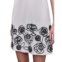 Sleeveless Scuba Crepe Abstract Floral Sheath Dress