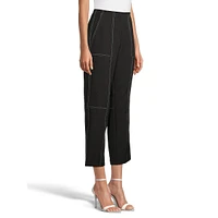 Contrast-Stitched Cropped Flare Pants