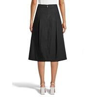 Grommet & Lacing-Detail Poplin Midi Skirt