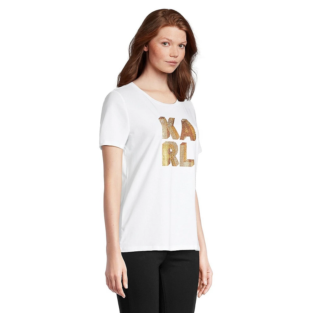 Sequin Karl Logo T-Shirt