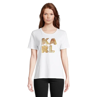 Sequin Karl Logo T-Shirt