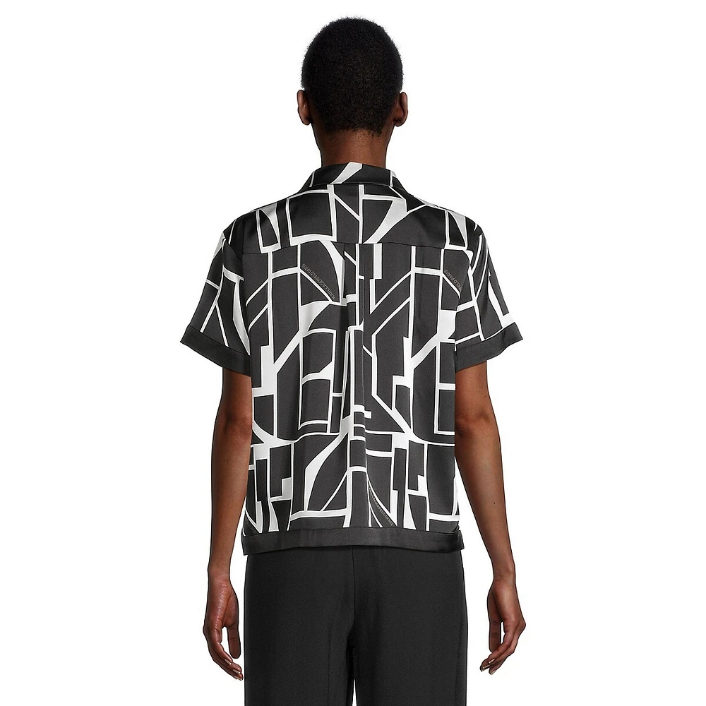 Geometric-Print Camp Shirt