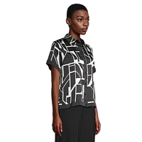 Geometric-Print Camp Shirt