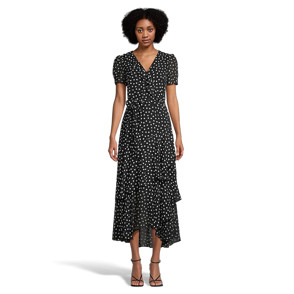 Tiered Polka Dot Midi Dress