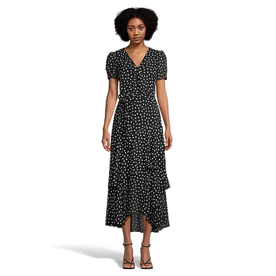 Tiered Polka Dot Midi Dress