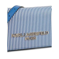 Lourdes Rhinestone-Logo Leather Crossbody Bag