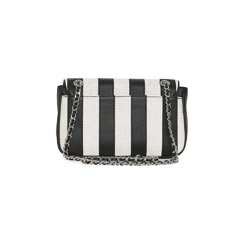 Agyness Striped Leather Shoulder Bag