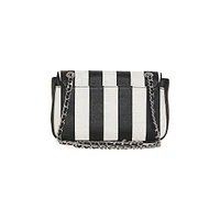 Agyness Striped Leather Shoulder Bag