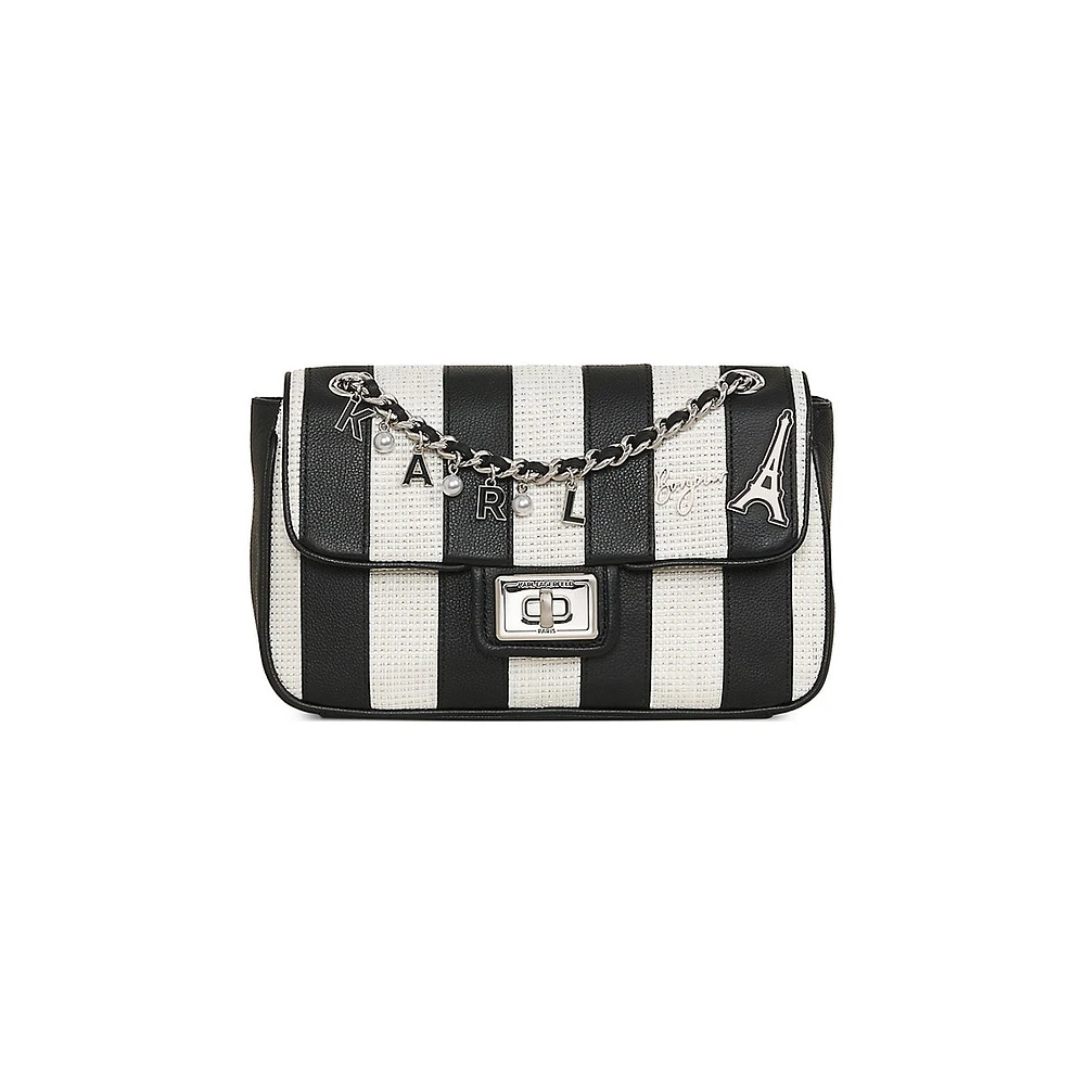 Agyness Striped Leather Shoulder Bag