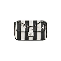 Agyness Striped Leather Shoulder Bag