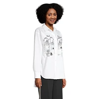 Boutique-Graphic Poplin High-LowShirt