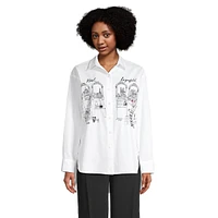 Boutique-Graphic Poplin High-LowShirt