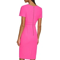 Squareneck Scuba Crepe Sheath Dress