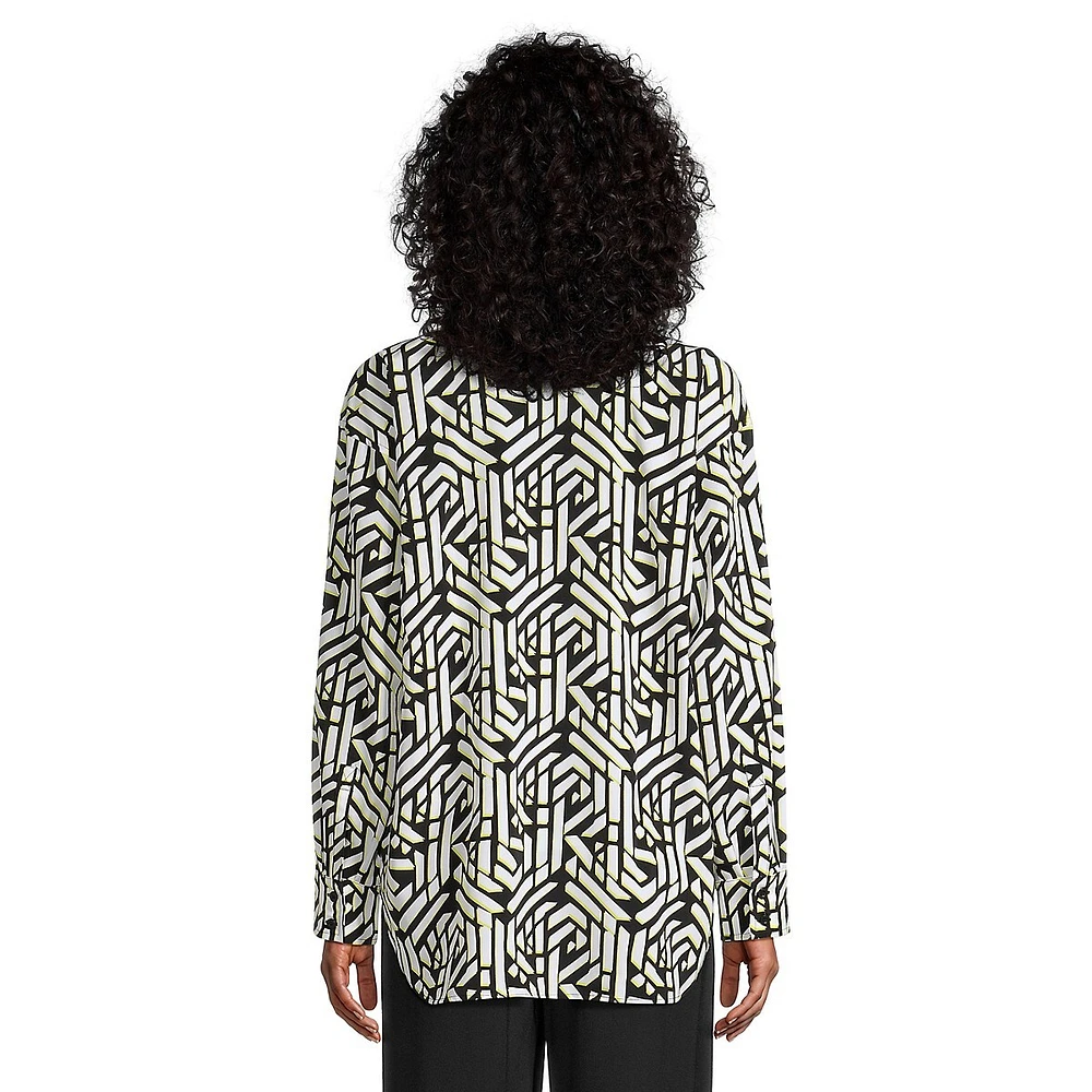 Geo-Print High-Low Shirt