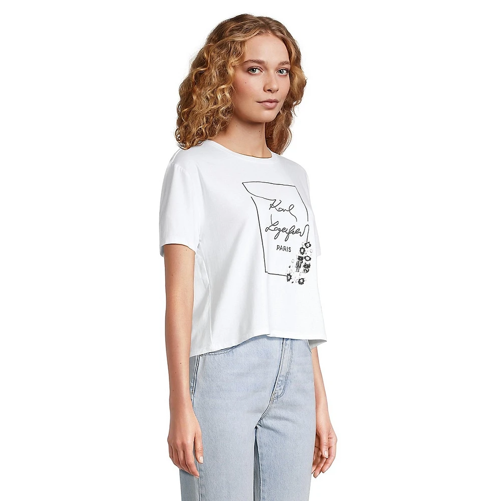 Embellished Logo Cropped T-Shirt