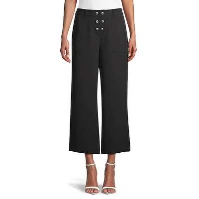 Button-Detailed Cropped Pants
